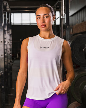 Active Drop Arm Training Tank - White-Singlets & Tanks-XXS-112406WHT-XXS-MNAPPRL32875-1-Muscle Nation