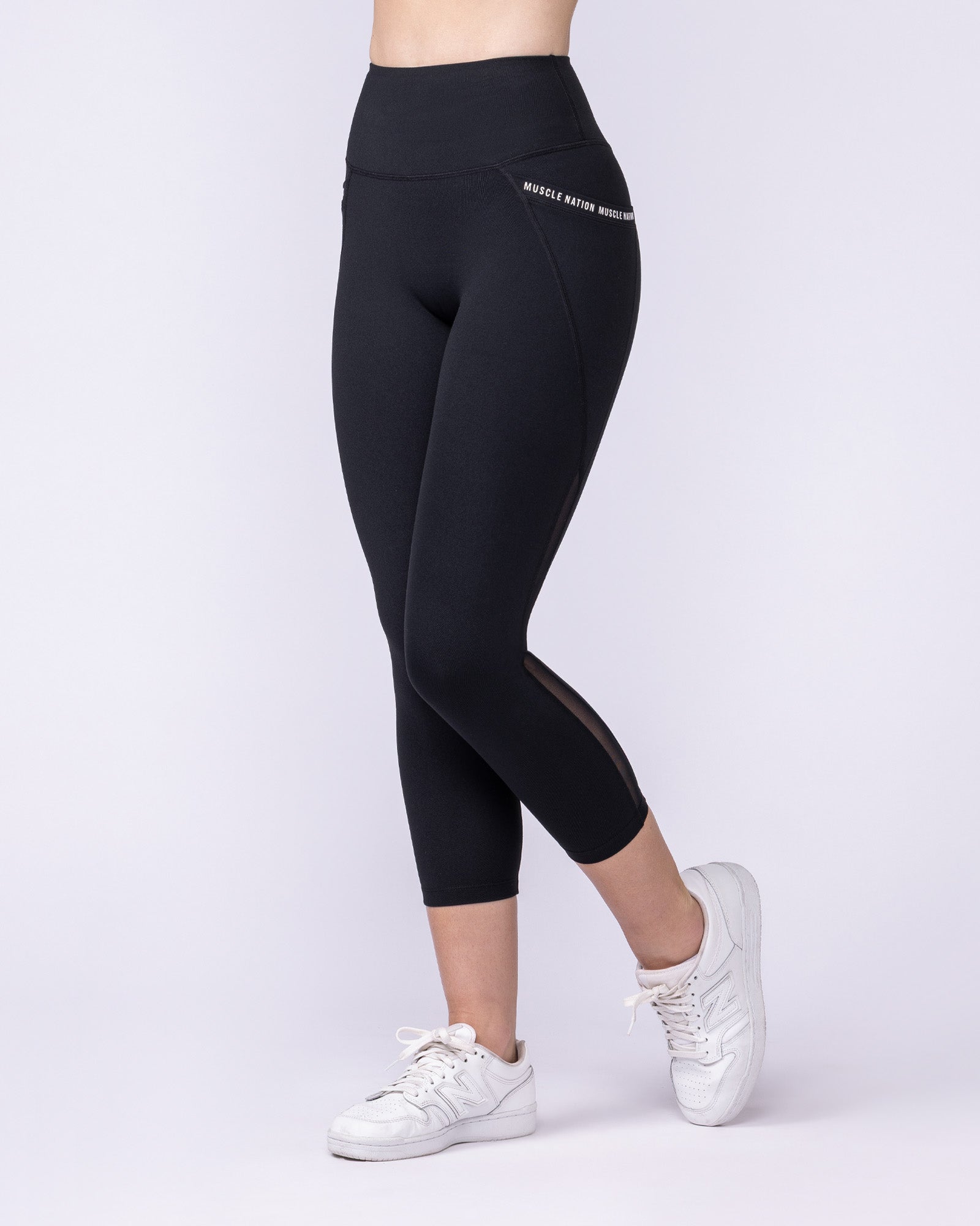 Illusion Signature Pocket 7/8 Leggings - Black-Leggings-XXS-112530BLK-XXS-MNAPPRL44907-2-Muscle Nation