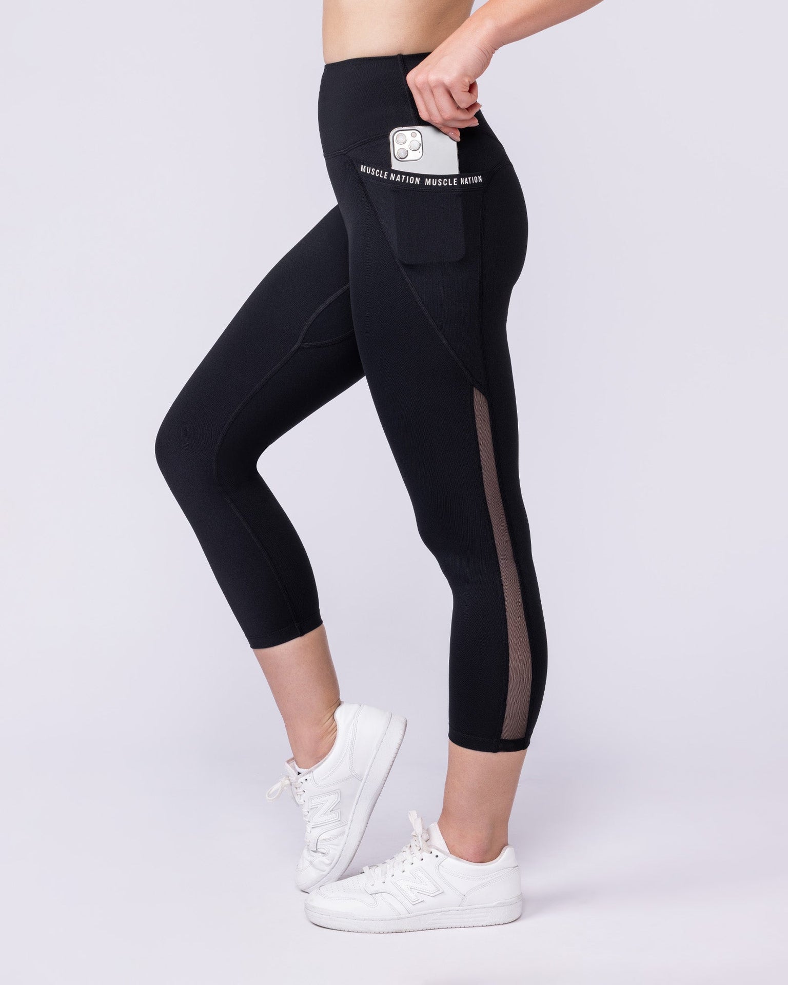 Illusion Signature Pocket 7/8 Leggings - Black-Leggings-XXS-112530BLK-XXS-MNAPPRL44907-3-Muscle Nation