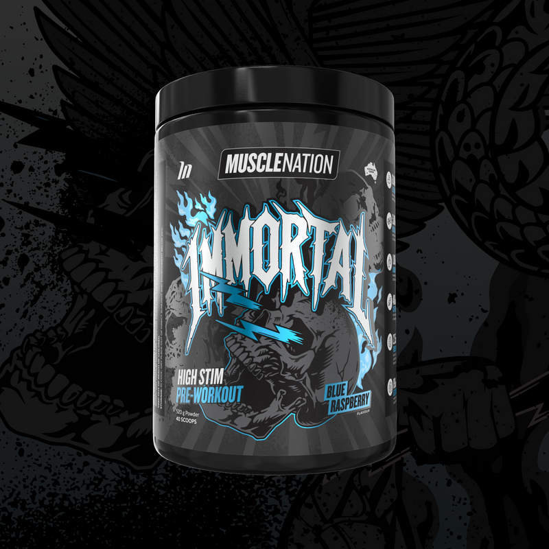 IMMORTAL Pre-Workout - Blue Raspberry - 40 Serves-Pre-Workouts-MNSUPPS0406-9359054002951-1-Muscle Nation