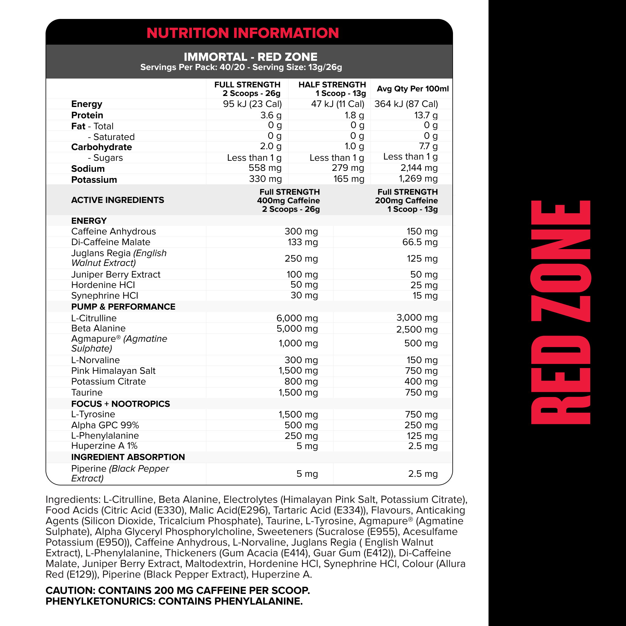 IMMORTAL Pre-Workout - Red Zone - 40 Serves-Pre-Workouts-MNSUPPS0409-9359054002982-2-Muscle Nation