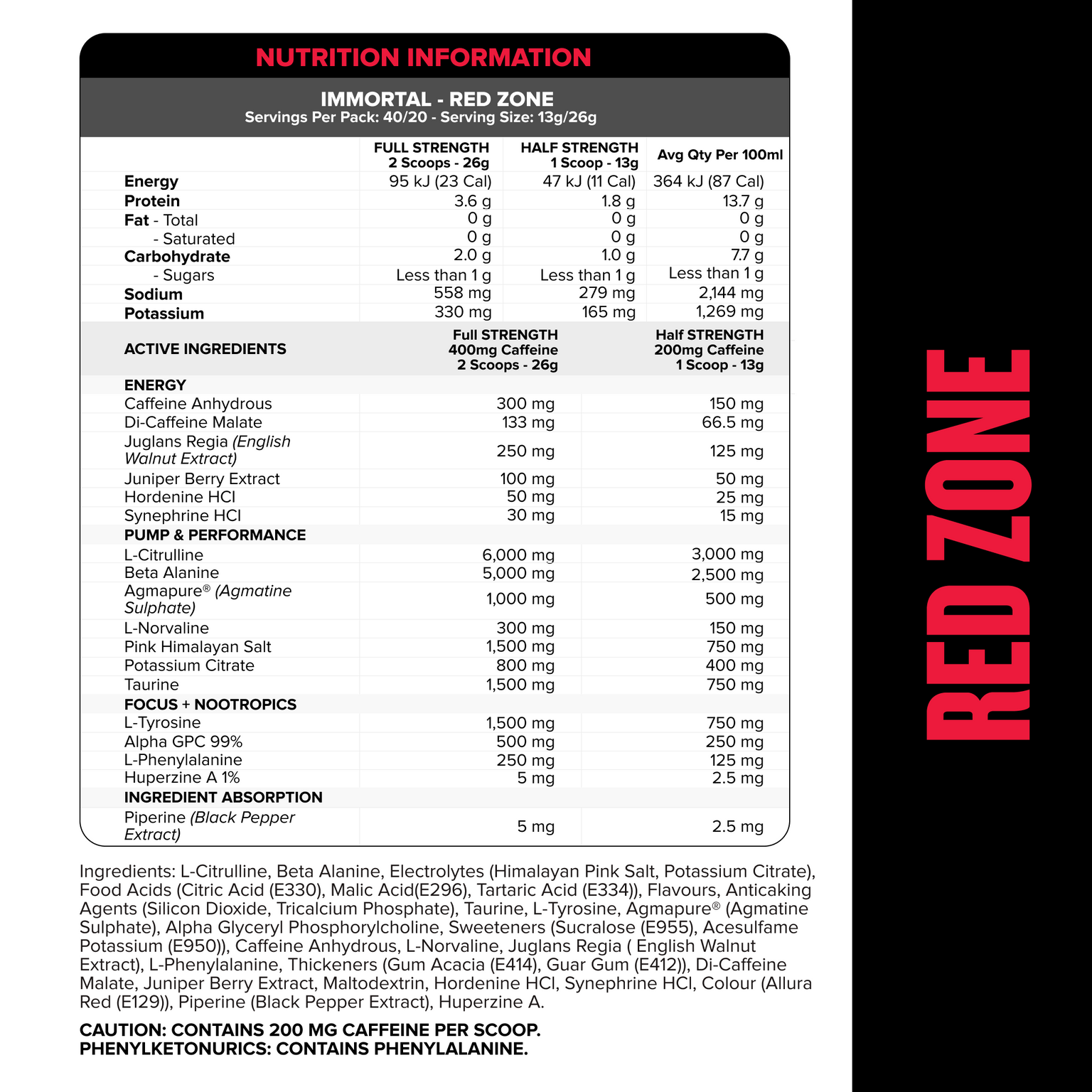 IMMORTAL Pre-Workout - Red Zone - 40 serves-Pre-Workouts-MNSUPPS0409-9359054002982-2-Muscle Nation