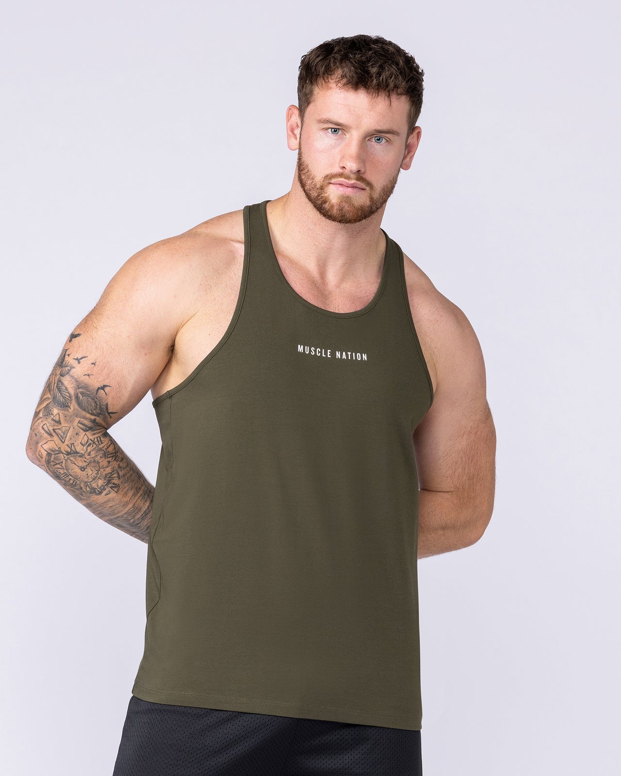 Infinite Y Back Singlet - Dark Khaki-Singlets & Tanks-S-072301DKHAKI-S-MNAPPRL25366-3-Muscle Nation