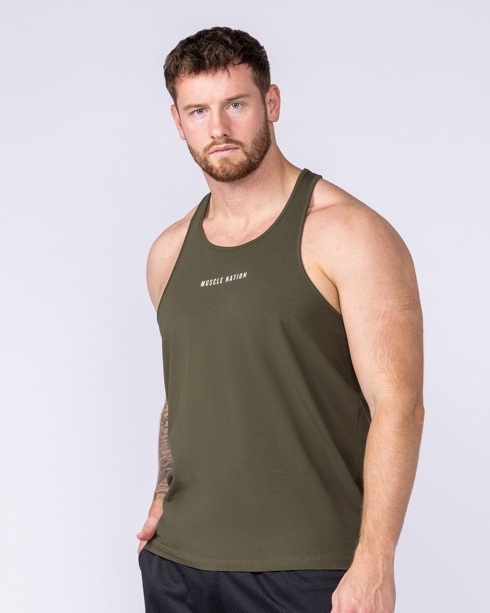 Infinite Y Back Singlet - Dark Khaki-Singlets & Tanks-S-072301DKHAKI-S-MNAPPRL25366-4-Muscle Nation