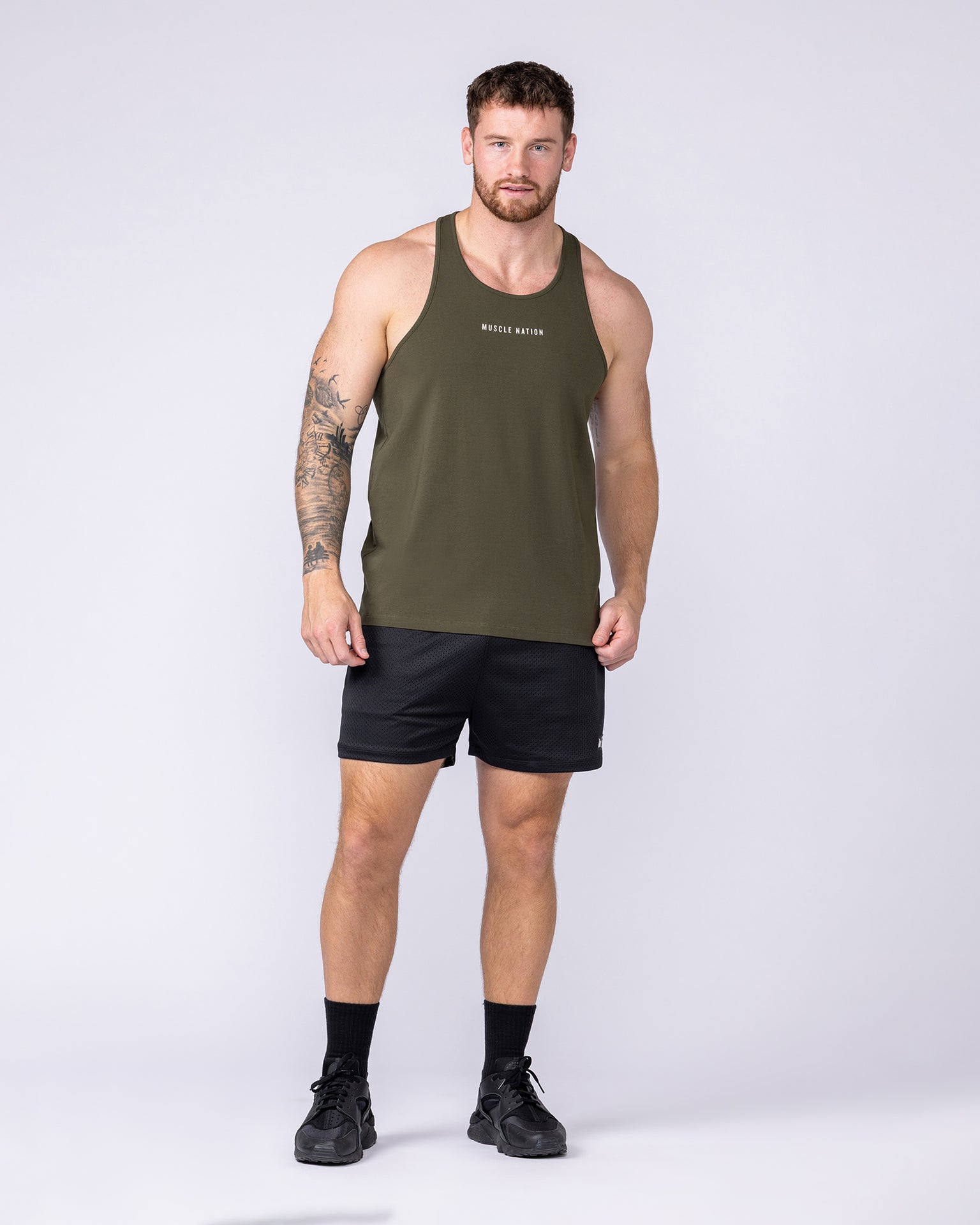Infinite Y Back Singlet - Dark Khaki-Singlets & Tanks-S-072301DKHAKI-S-MNAPPRL25366-6-Muscle Nation