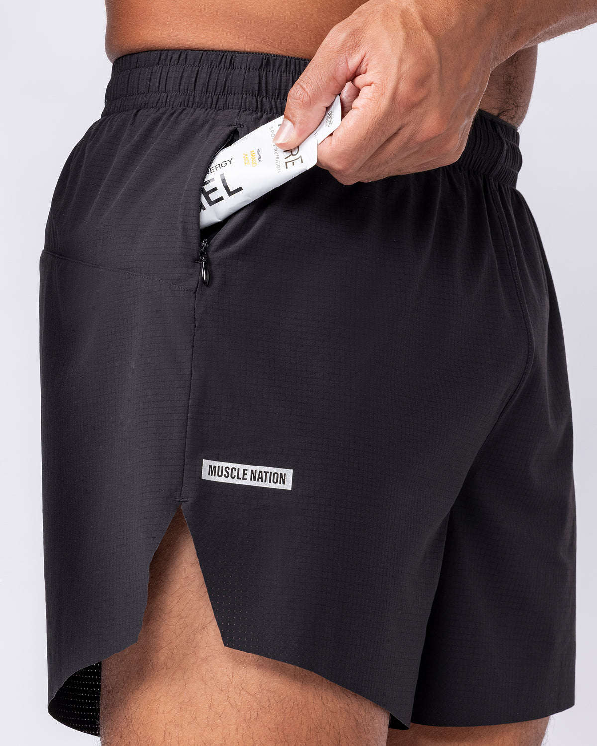 Interval 5" Run Shorts Black - Muscle Nation men's gym shorts, view 3