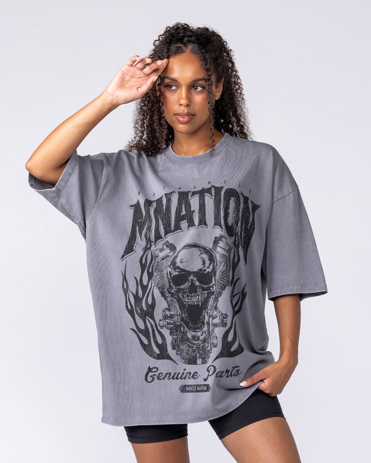 Iron Skull Oversized Tee - Washed Tornado