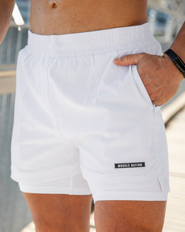 Vigour Training Shorts - White-Shorts-S-042337WHT-S-MNAPPRL24028-1-Muscle Nation