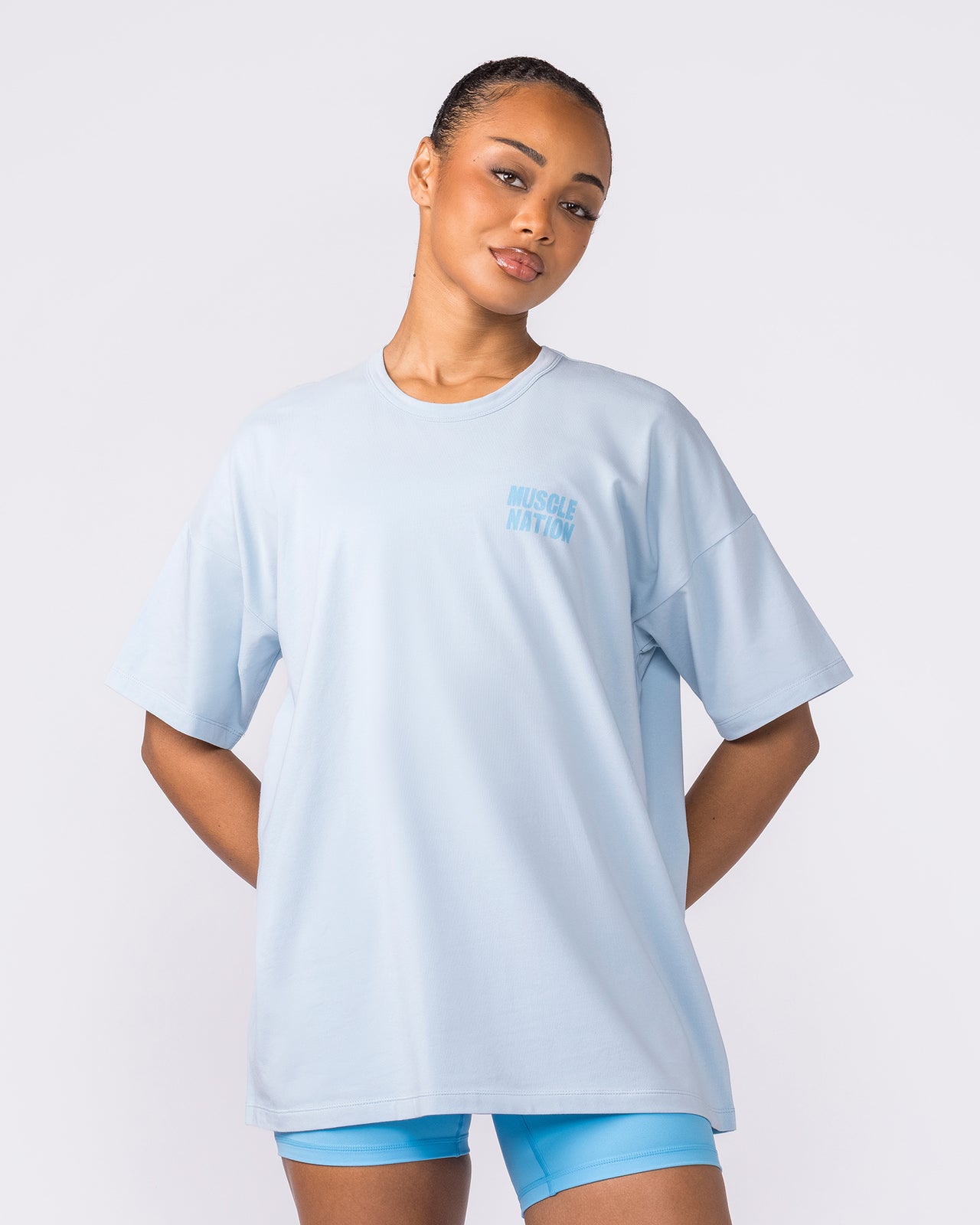 Kick-Start Oversized Tee - Bluebell-T-Shirts-XXS-042614BLBL-XXS-MNAPPRL50189-2-Muscle Nation