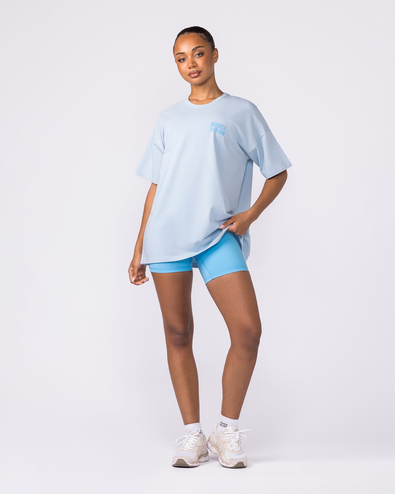 Kick-Start Oversized Tee - Bluebell-T-Shirts-XXS-042614BLBL-XXS-MNAPPRL50189-6-Muscle Nation
