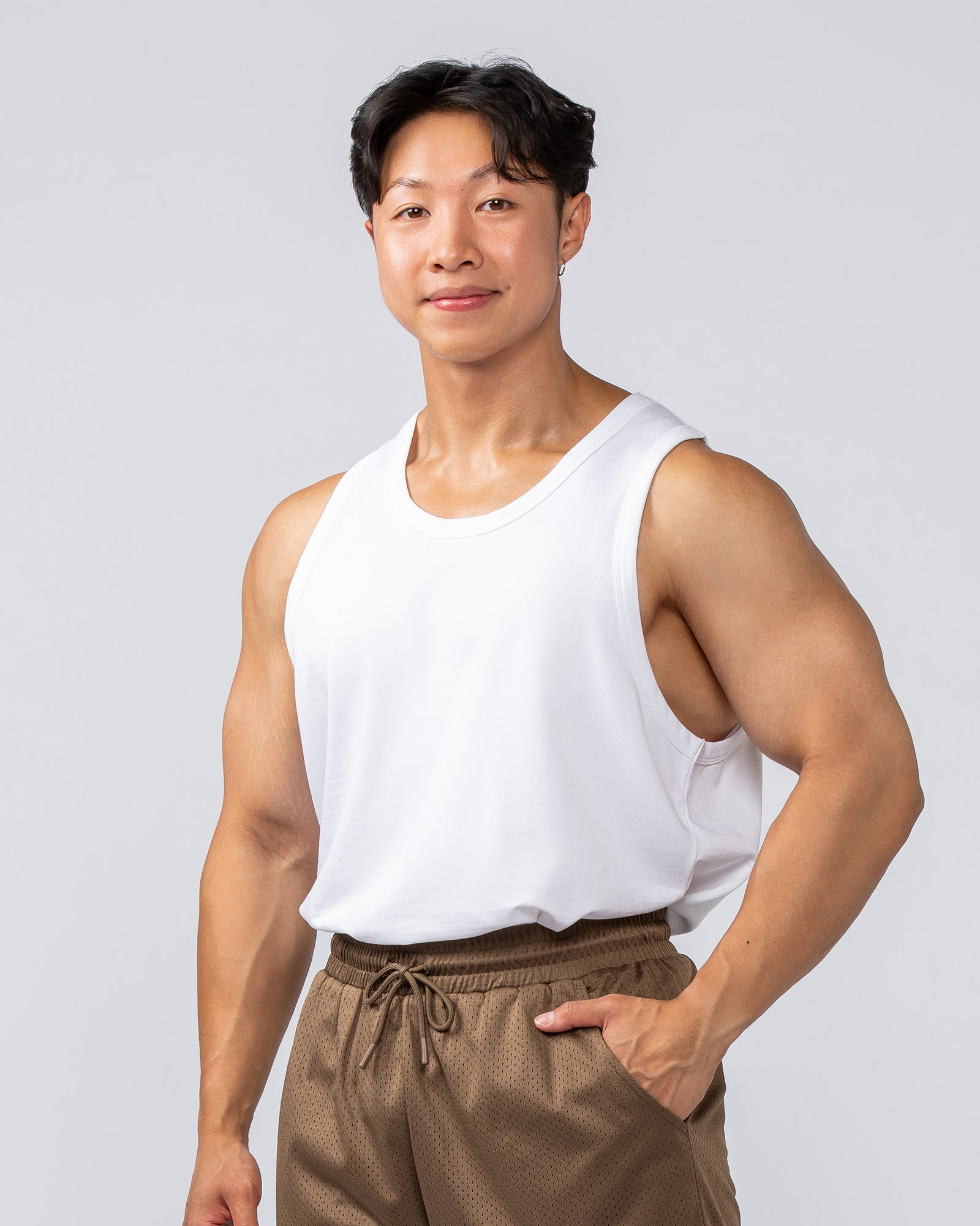 Lee Lem Loopback Tank - White-Singlets & Tanks-S-022543WHT-S-MNAPPRL40905-2-Muscle Nation