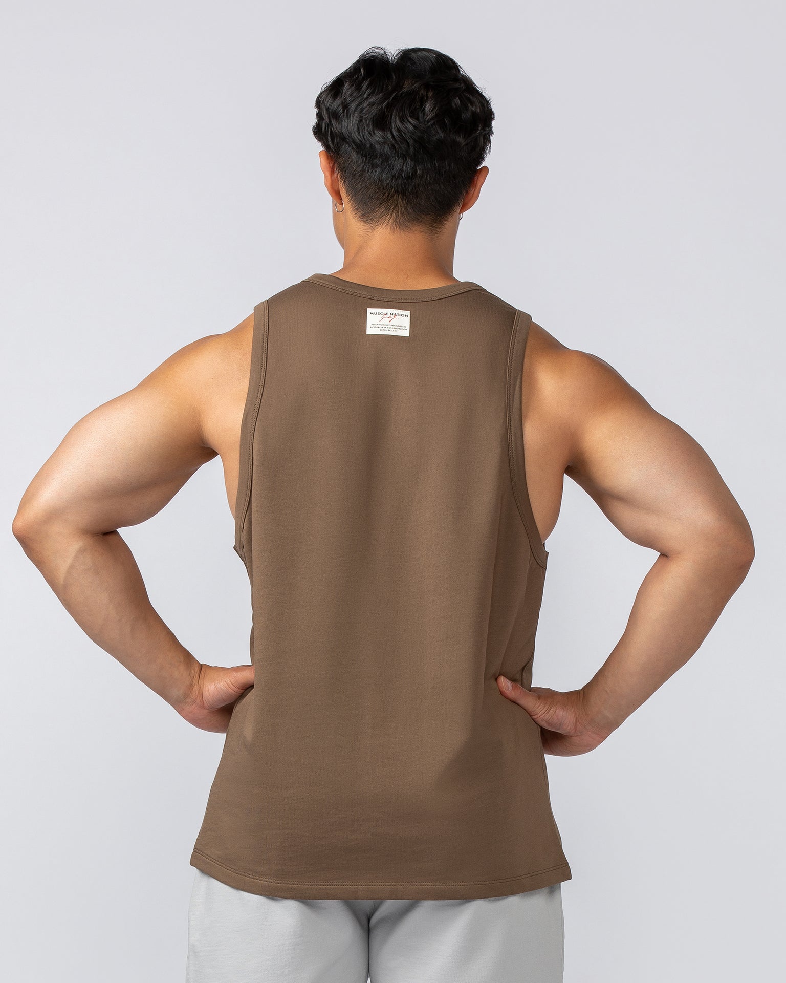 Lee Lem Loopback Tank - Hazelnut-Singlets & Tanks-S-022543HZLNT-S-MNAPPRL40912-4-Muscle Nation