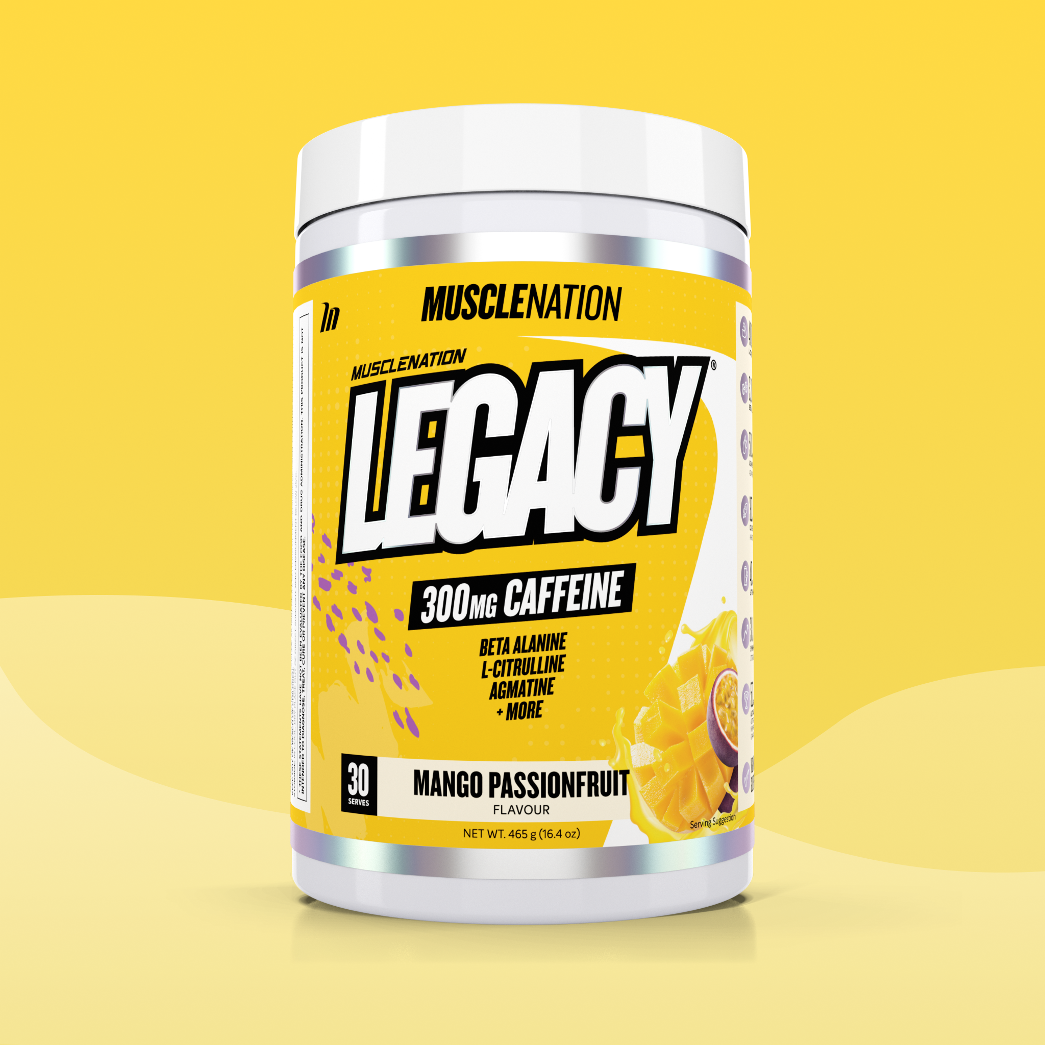 LEGACY Pre Workout Energy - Mango Passionfruit - 30 serves-Pre-Workouts-MNSUPPS0243-764460254525-1-Muscle Nation