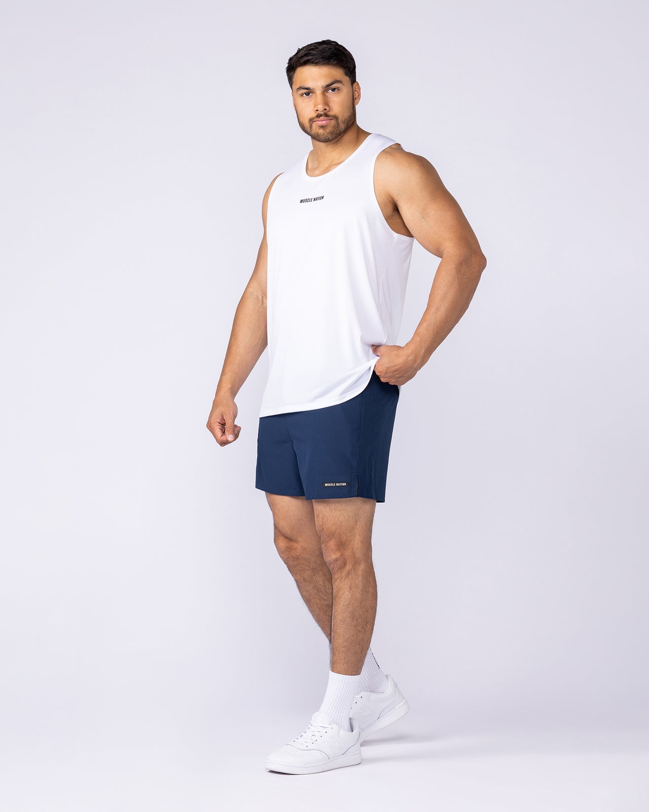 Level Up Training 4" Shorts Navy - Muscle Nation men's gym shorts, view 6