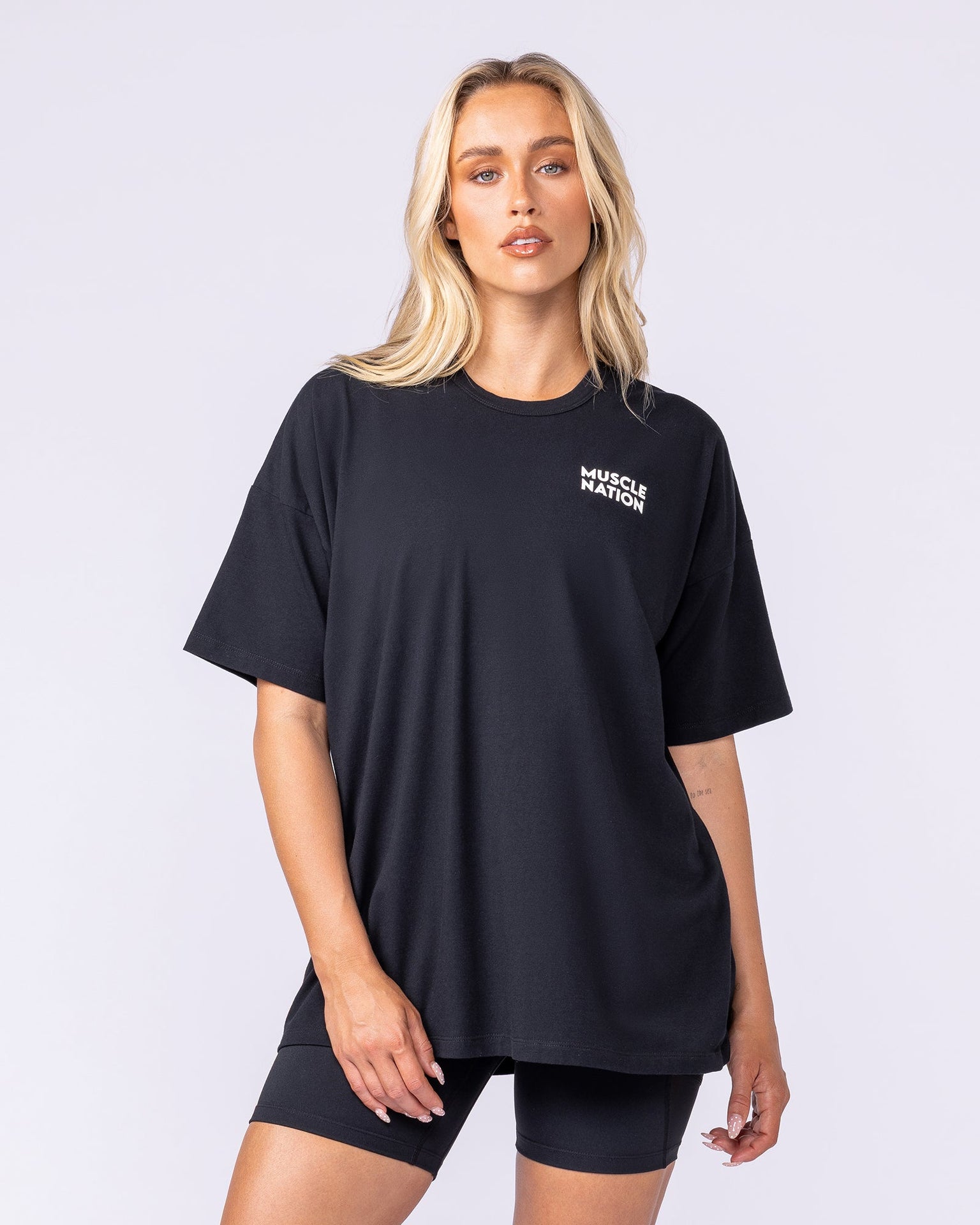 Lifestyle Club Oversized Tee - Black-T-Shirts-XXS-1125231BLK-XXS-MNAPPRL46233-2-Muscle Nation