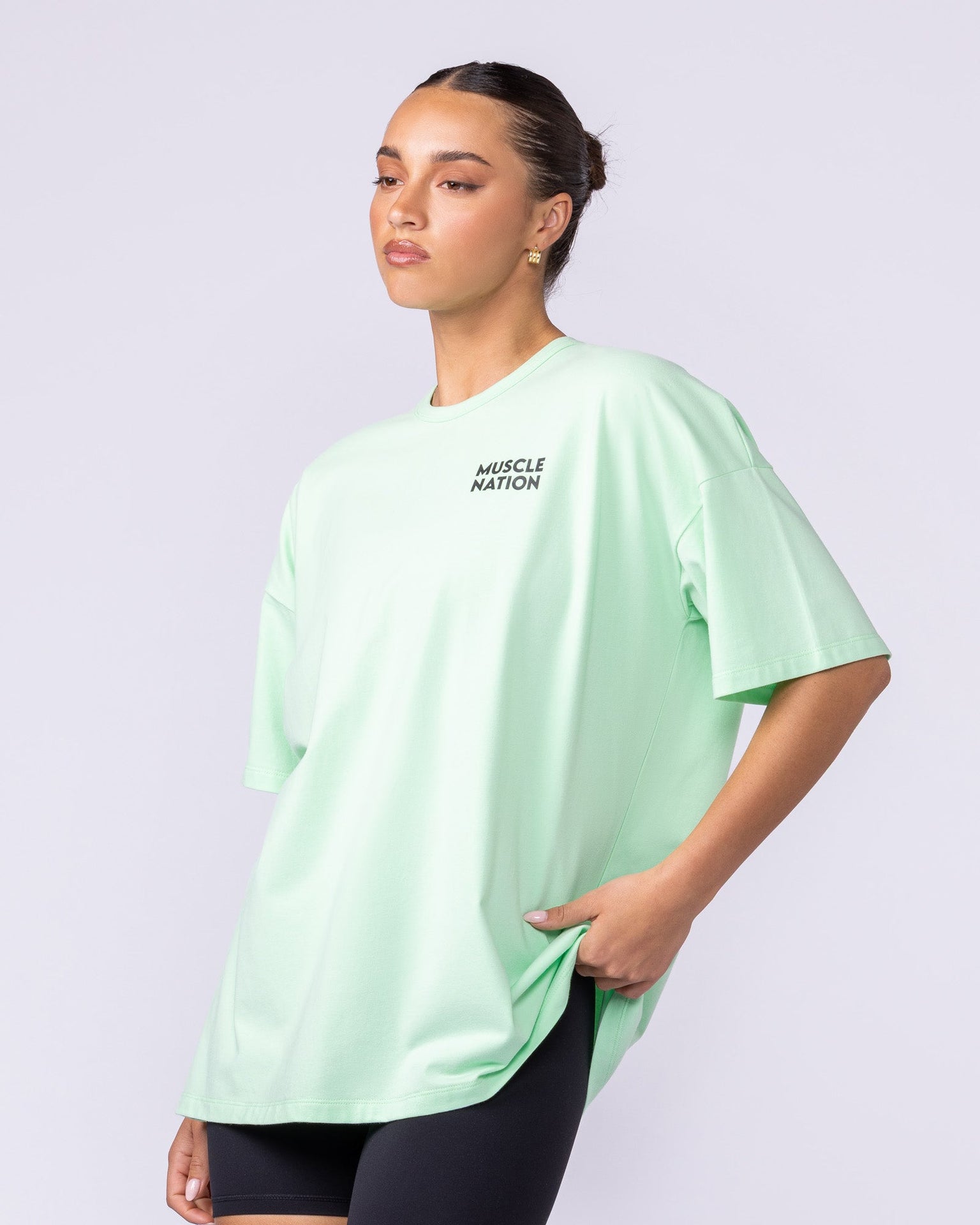 Lifestyle Club Oversized Tee - Lime Splice-T-Shirts-XXS-1125231LIMSPLC-XXS-MNAPPRL46242-3-Muscle Nation