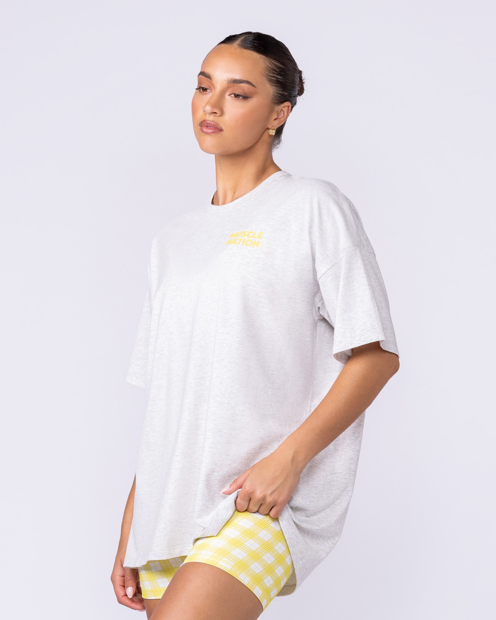 Lifestyle Club Oversized Tee - Snow Grey Marl-T-Shirts-XXS-1125231SNGRYMR-XXS-MNAPPRL46260-3-Muscle Nation