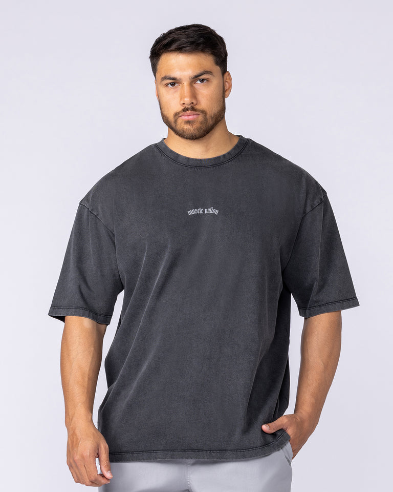Lifting Club Oversized Vintage Tee - Washed Black-T-Shirts-XS-1125136WSHBLK-XS-MNAPPRL47523-2-Muscle Nation