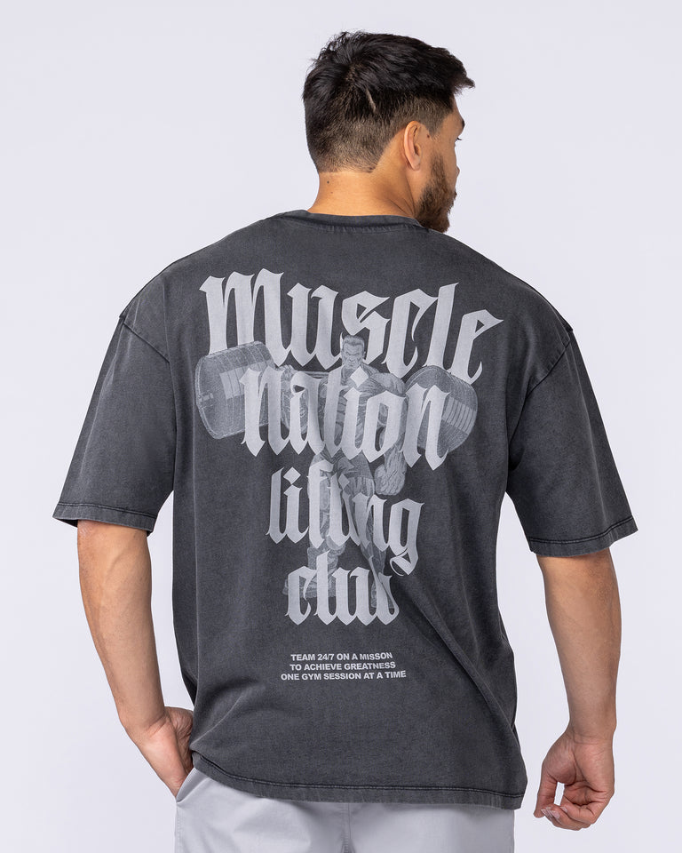 Lifting Club Oversized Vintage Tee - Washed Black-T-Shirts-XS-1125136WSHBLK-XS-MNAPPRL47523-3-Muscle Nation