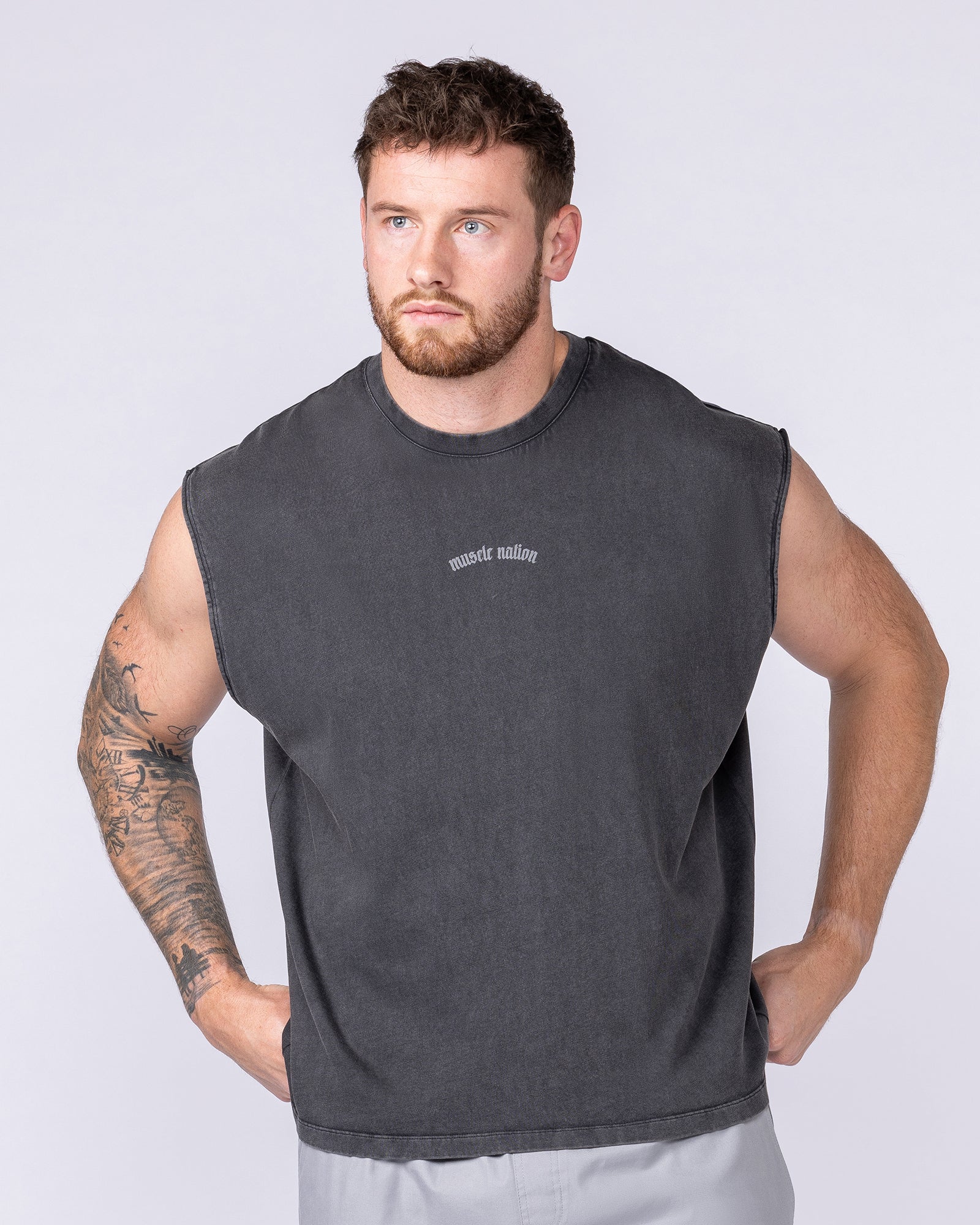 Lifting Club Vintage Boxy Muscle Tank - Washed Black-Singlets & Tanks-S-1125138WSHBLK-S-MNAPPRL47516-2-Muscle Nation