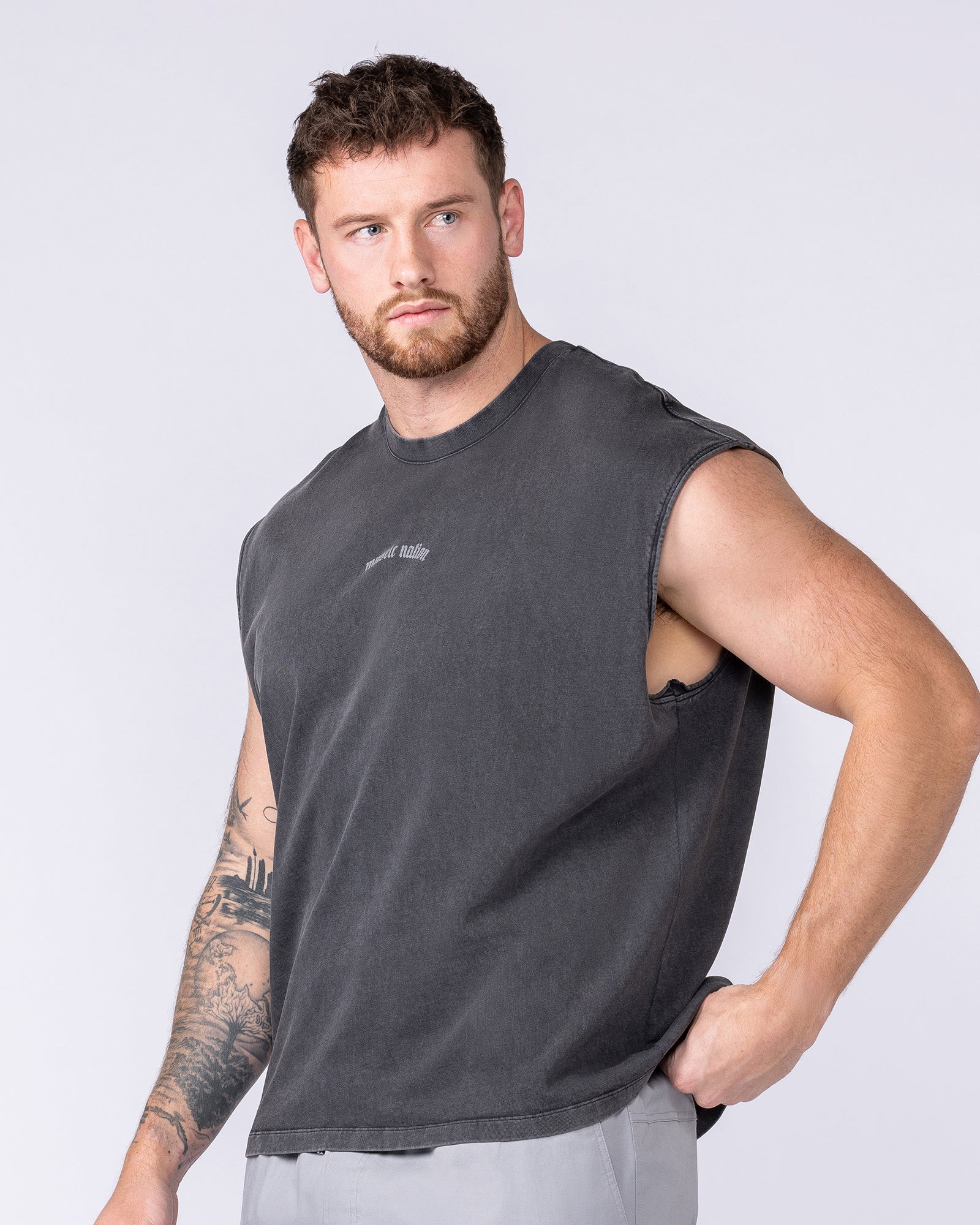 Lifting Club Vintage Boxy Muscle Tank - Washed Black-Singlets & Tanks-S-1125138WSHBLK-S-MNAPPRL47516-4-Muscle Nation