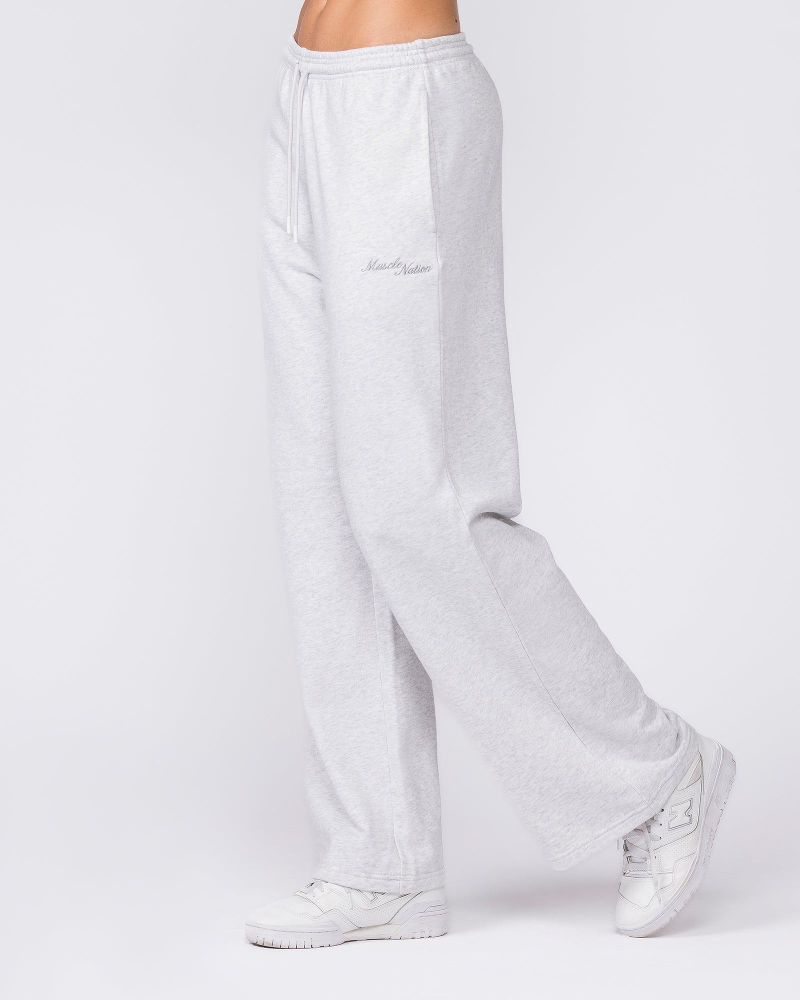 Loopback Straight Leg Trackies - Snow Grey Marl-Bottoms-XXS-032623SNGRYMR-XXS-MNAPPRL49449-3-Muscle Nation