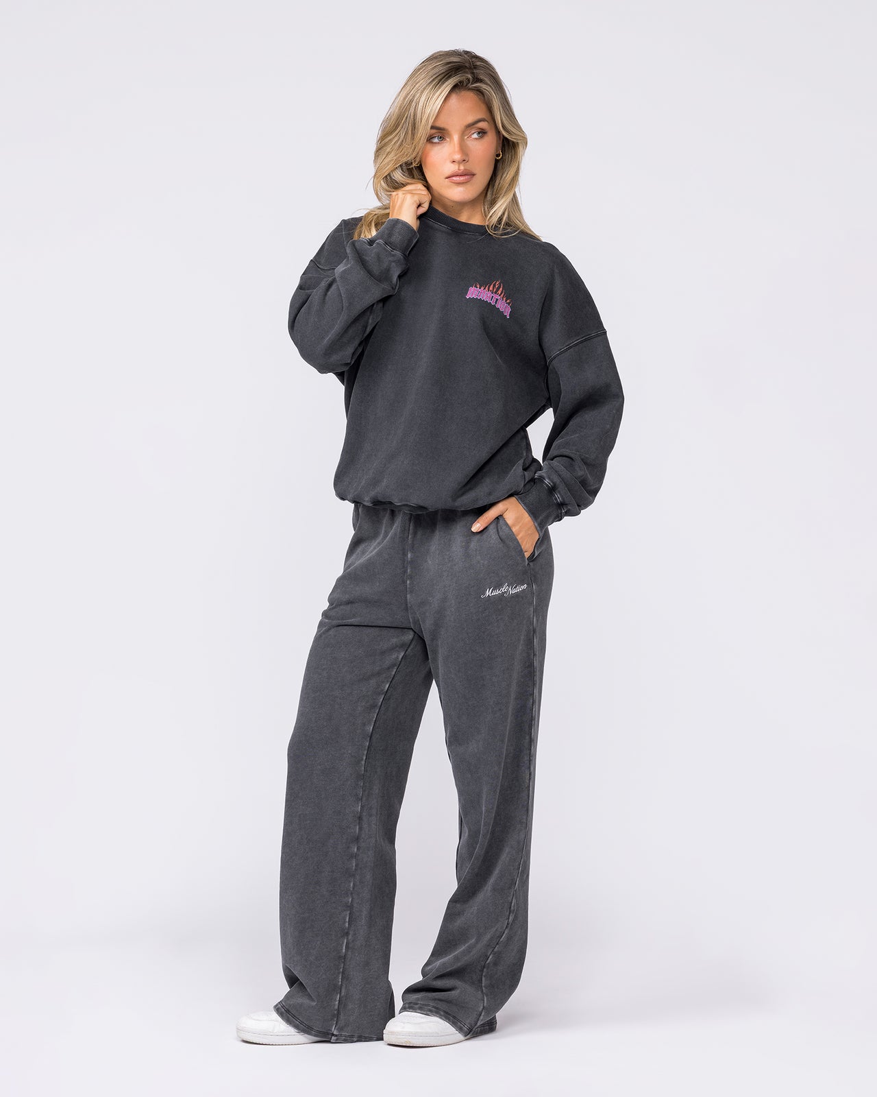 Loopback Straight Leg Vintage Trackies - Washed Black-Bottoms-XXS-032626WSHBLK-XXS-MNAPPRL49305-7-Muscle Nation