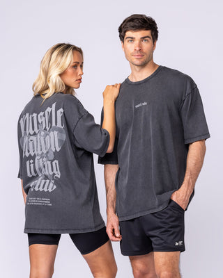 Mens Lifting Club Oversized Vintage Tee - Washed Black-T-Shirts-XS-1125136WSHBLK-XS-MNAPPRL47523-7-Muscle Nation