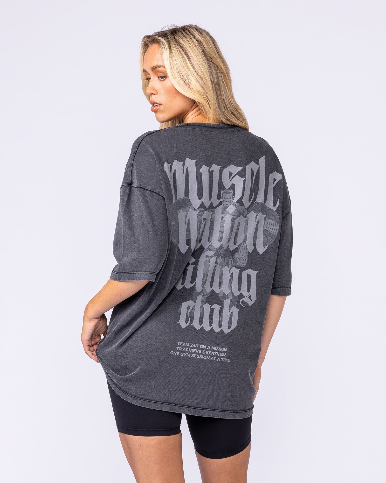 Lifting Club Oversized Vintage Tee - Washed Black-T-Shirts-XS-1125136WSHBLK-XS-MNAPPRL47523-8-Muscle Nation