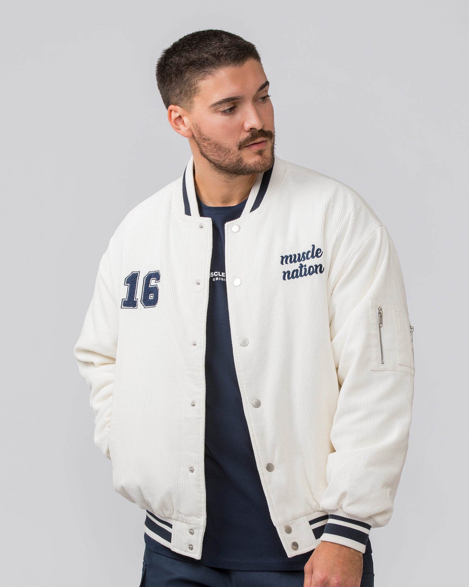Retro Cord Bomber Jacket - Travertine-Jackets-XS-042420TRAV-XS-MNAPPRL31288-2-Muscle Nation