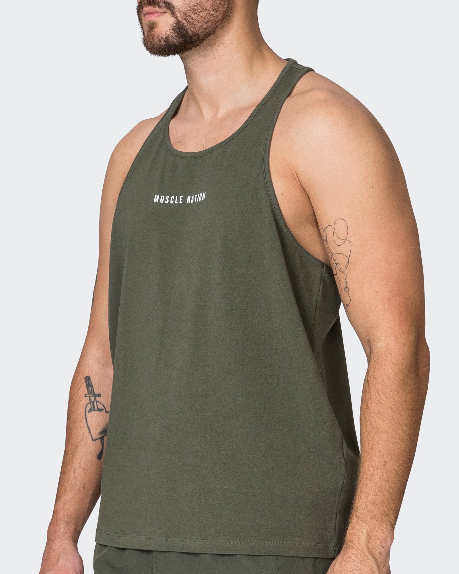 Infinite Y Back Singlet - Dark Khaki-Singlets & Tanks-S-072301DKHAKI-S-MNAPPRL25366-3-Muscle Nation