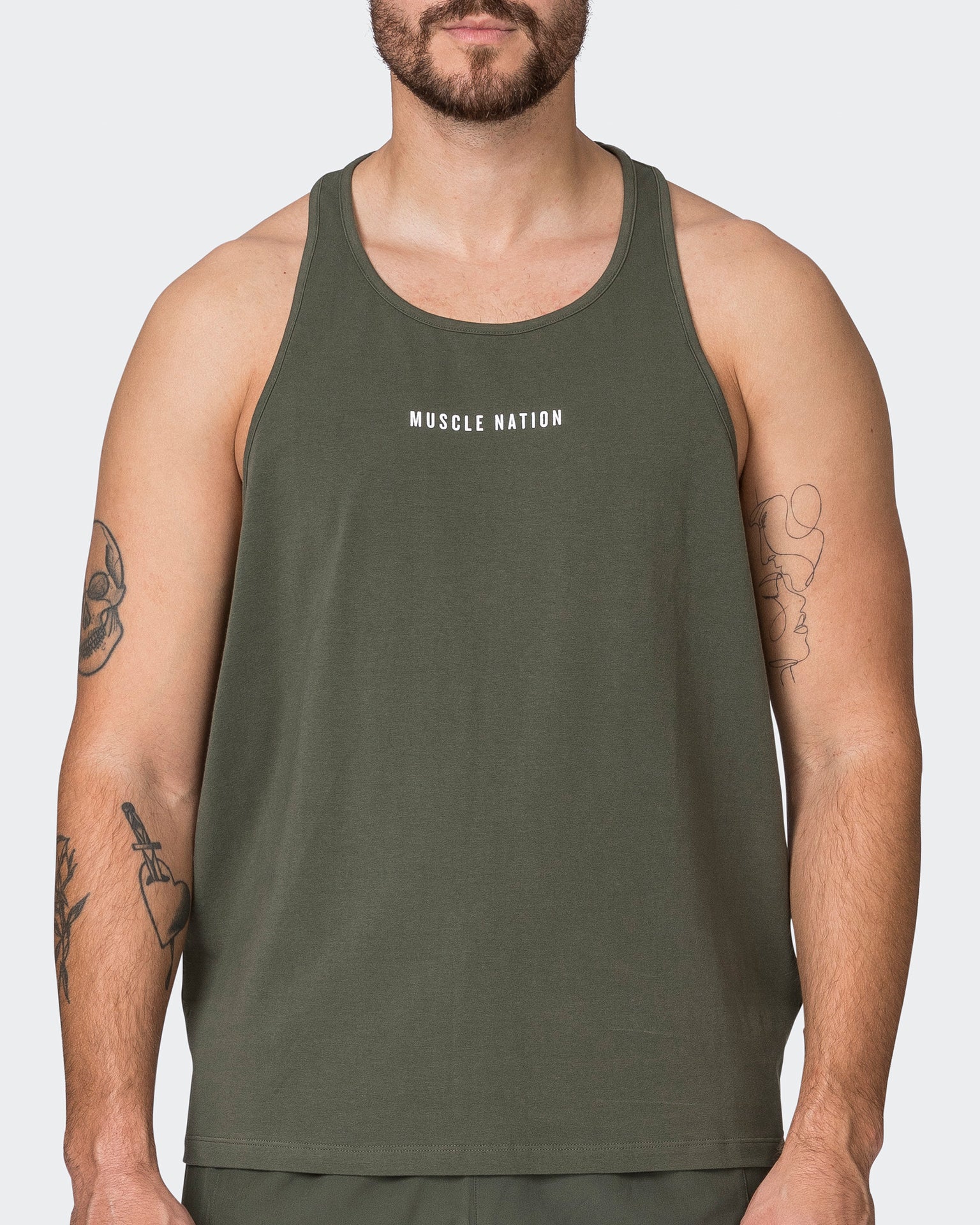 Infinite Y Back Singlet - Dark Khaki-Singlets & Tanks-S-072301DKHAKI-S-MNAPPRL25366-2-Muscle Nation