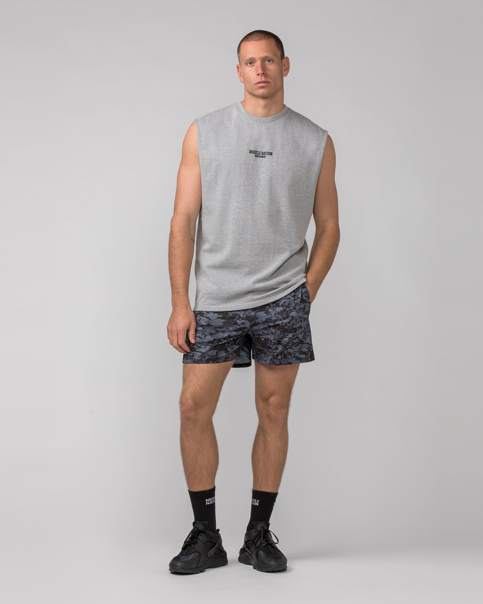 Worldwide Muscle Tank - Light Grey Marl-Singlets & Tanks-S-062402 LTGRYMRL-S-MNAPPRL31744-6-Muscle Nation
