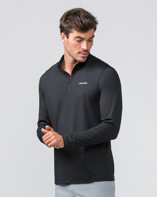Legacy Long Sleeve Quarter Zip - Black (Black Logo)-Long Sleeve T-Shirts-S-032451BLKBL-S-MNAPPRL31214-2-Muscle Nation