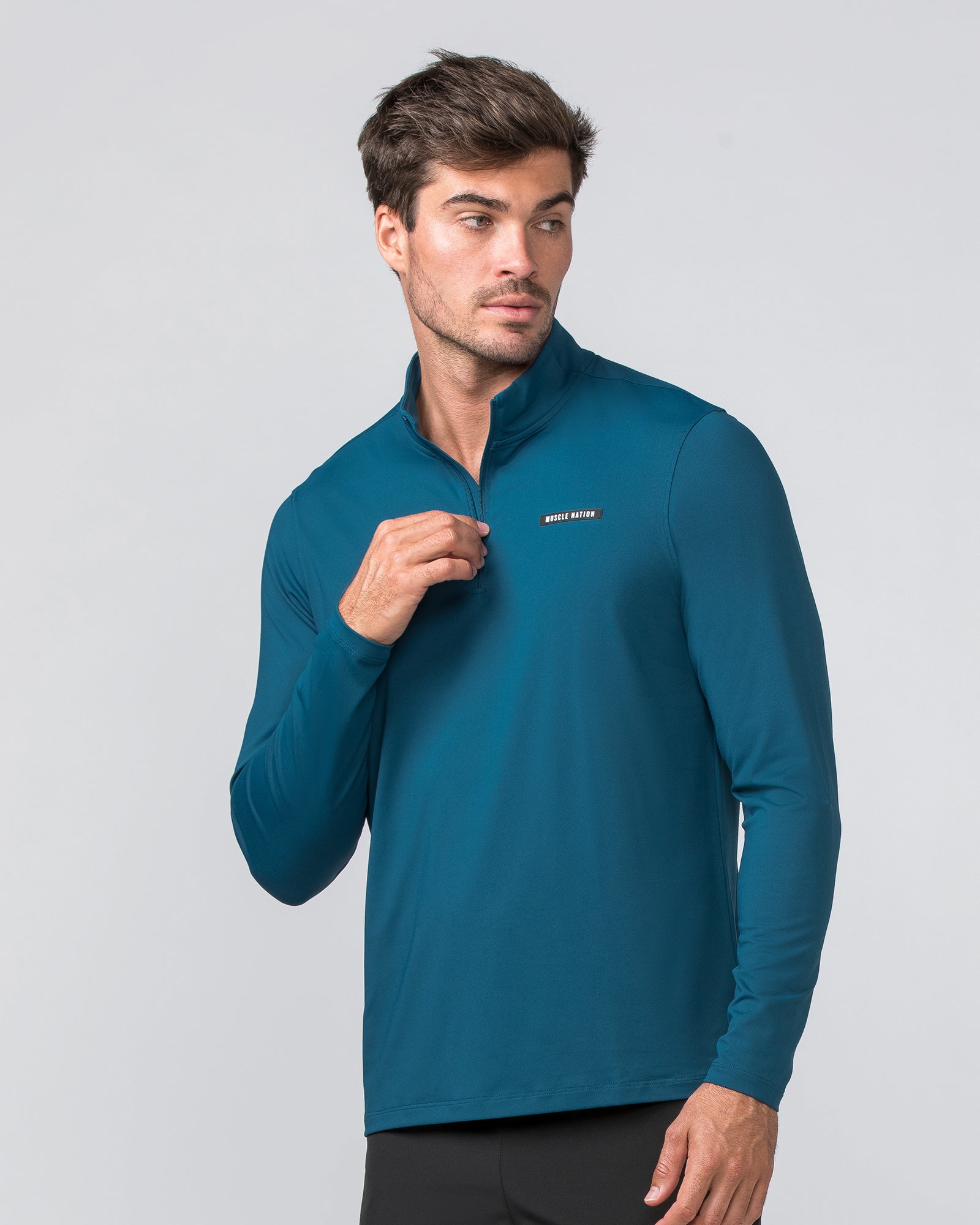 Legacy Long Sleeve Quarter Zip - Tidal Teal-Long Sleeve T-Shirts-S-032308TIDALTEAL-S-MNAPPRL30146-2-Muscle Nation