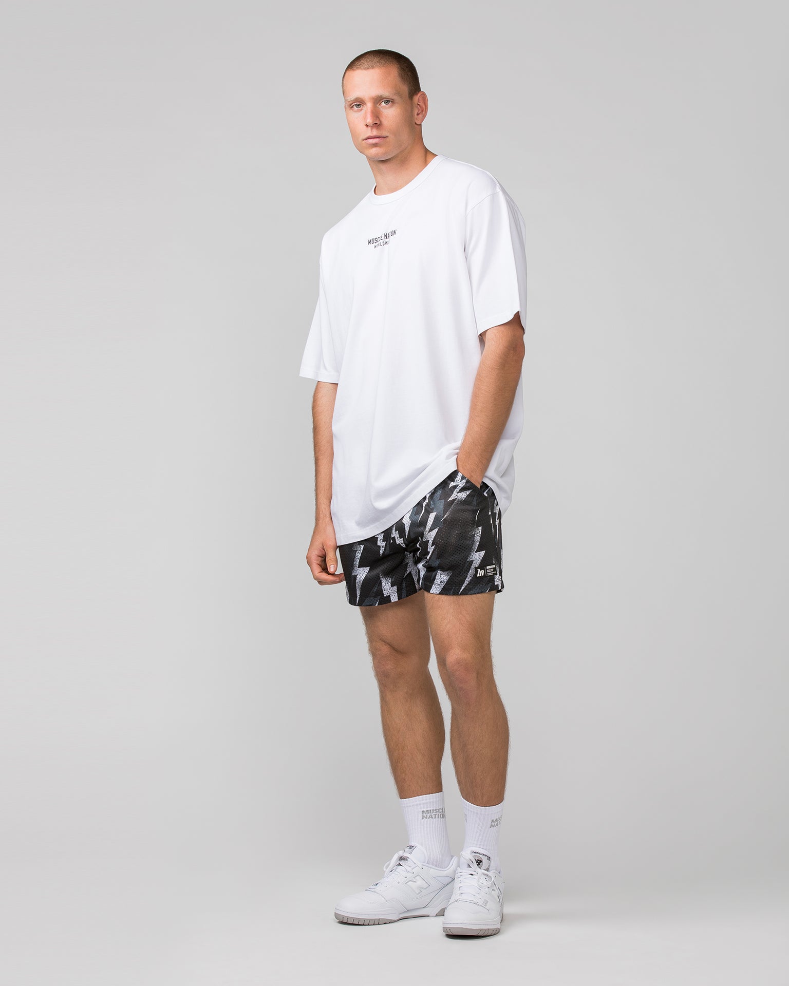 Lay Up 3.5" Shorts - Electric Bolt Print-Shorts-S-052419 ELBLTP-S-MNAPPRL30367-6-Muscle Nation