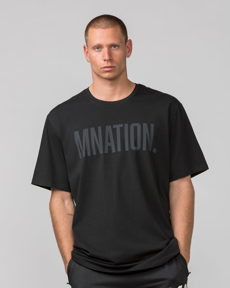 Oversized Tonal Tee - Black-T-Shirts-S-042395BLK-S-MNAPPRL24301-2-Muscle Nation