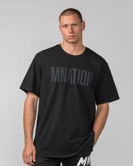 Oversized Tonal Tee - Black-T-Shirts-S-042395BLK-S-MNAPPRL24301-1-Muscle Nation