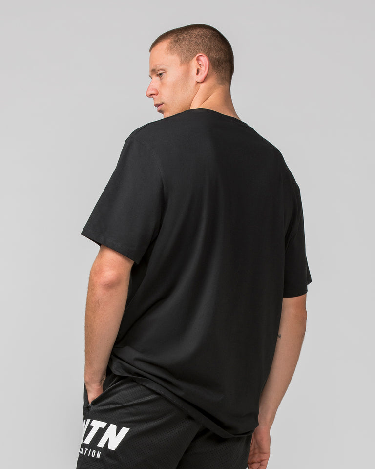 Oversized Tonal Tee - Black-T-Shirts-S-042395BLK-S-MNAPPRL24301-5-Muscle Nation