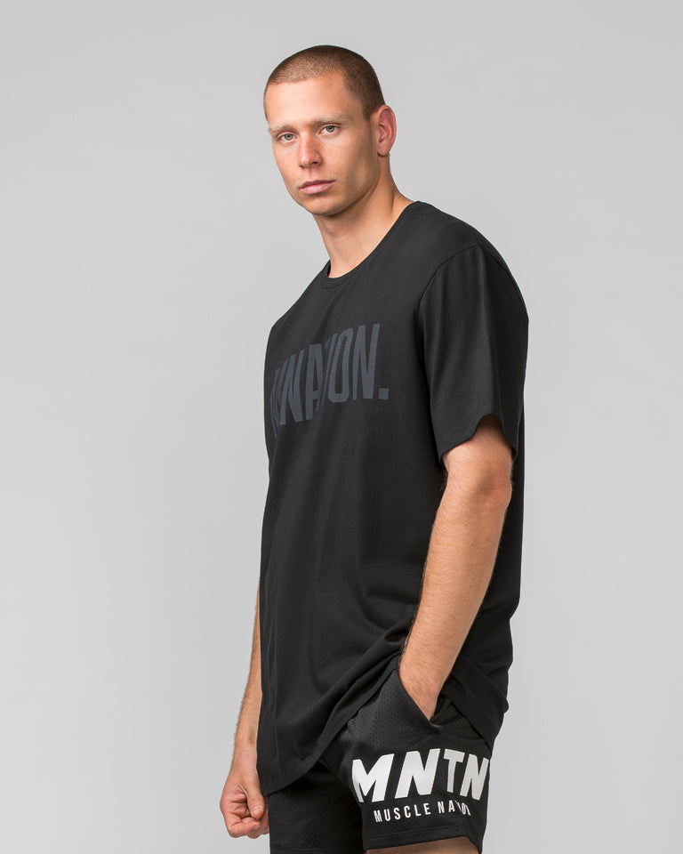 Oversized Tonal Tee - Black-T-Shirts-S-042395BLK-S-MNAPPRL24301-3-Muscle Nation