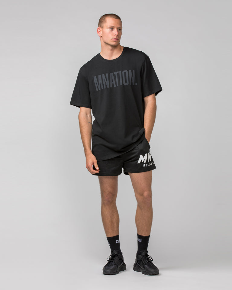 Oversized Tonal Tee - Black-T-Shirts-S-042395BLK-S-MNAPPRL24301-6-Muscle Nation