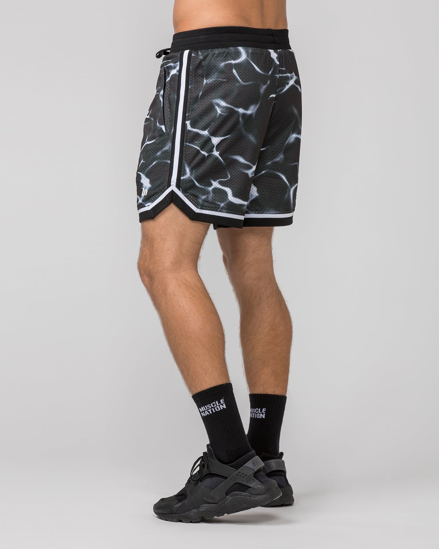 Mens 5" Basketball Shorts - Dark Waters Print-Shorts-S-052420DRKWP-S-MNAPPRL30374-4-Muscle Nation