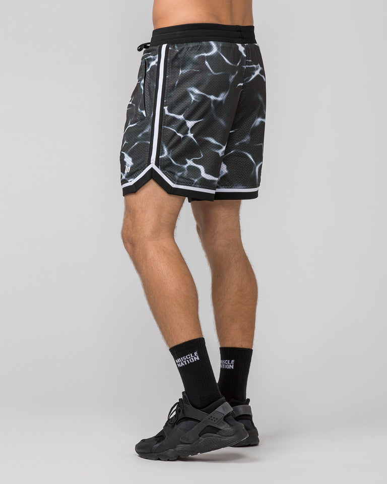 Mens 5" Basketball Shorts - Dark Waters Print-Shorts-S-052420DRKWP-S-MNAPPRL30374-4-Muscle Nation