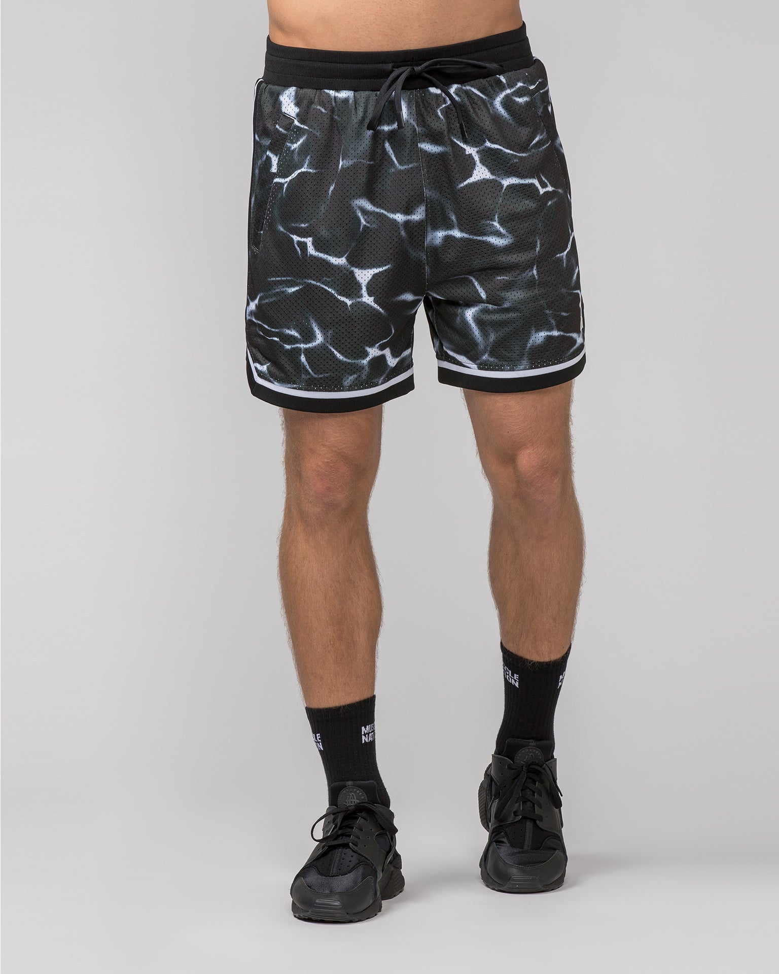 Mens 5" Basketball Shorts - Dark Waters Print-Shorts-S-052420DRKWP-S-MNAPPRL30374-2-Muscle Nation
