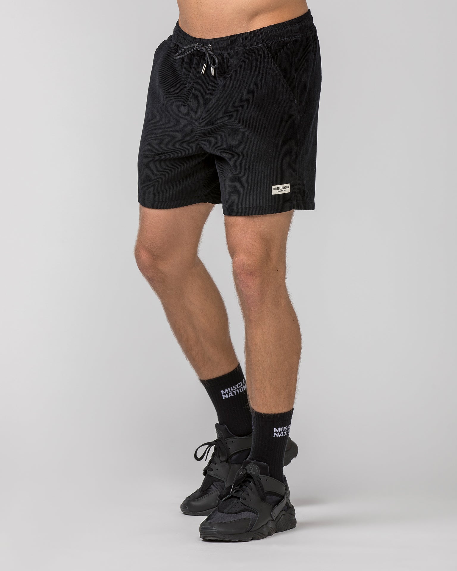 Daily Corduroy 5" Shorts - Black-Shorts-S-042347BLK-S-MNAPPRL24175-3-Muscle Nation