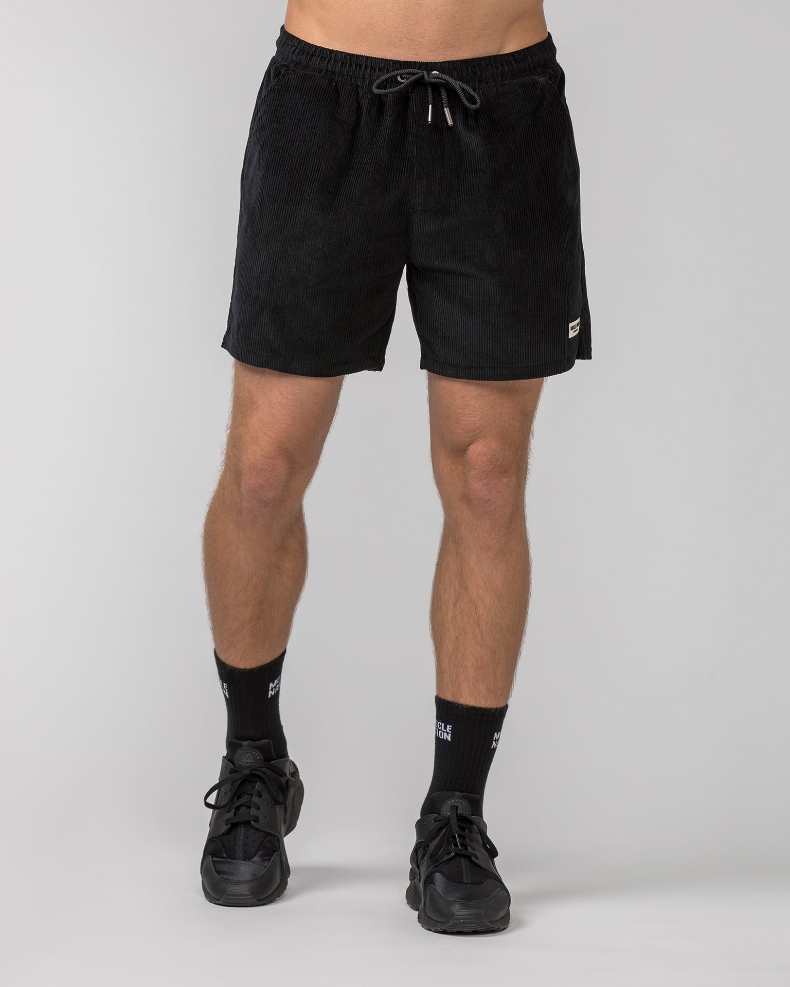 Daily Corduroy 5" Shorts - Black-Shorts-S-042347BLK-S-MNAPPRL24175-2-Muscle Nation