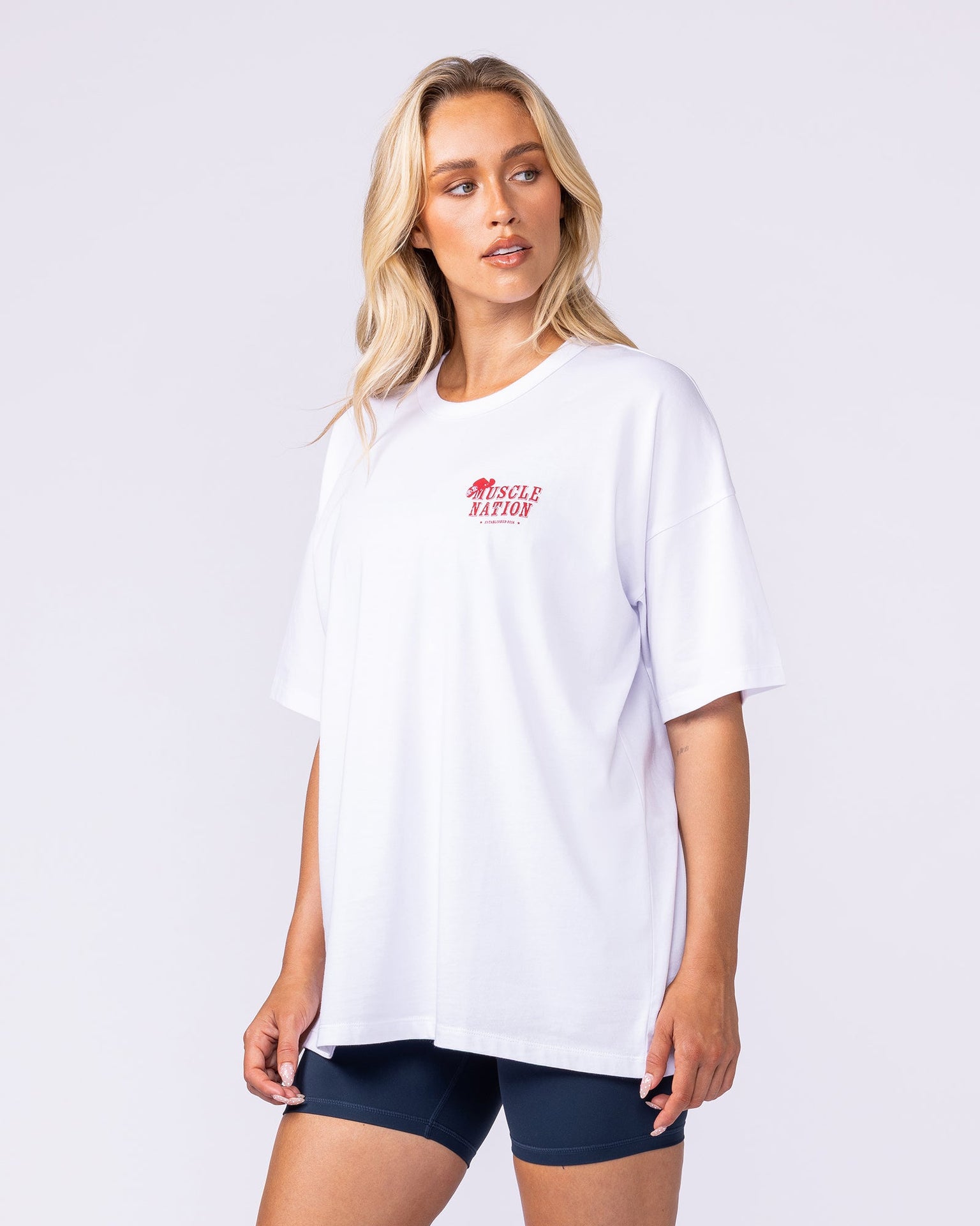 Meowdy Partner Oversized Tee - White-T-Shirts-XXS-1125145WHT-XXS-MNAPPRL45030-5-Muscle Nation