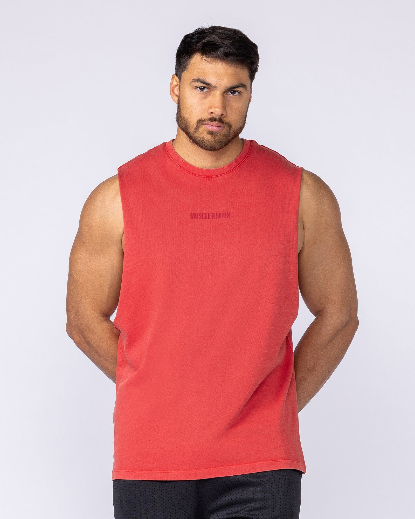 Vintage Training Drop Arm Tank Washed Red - Muscle Nation men's muscle tank