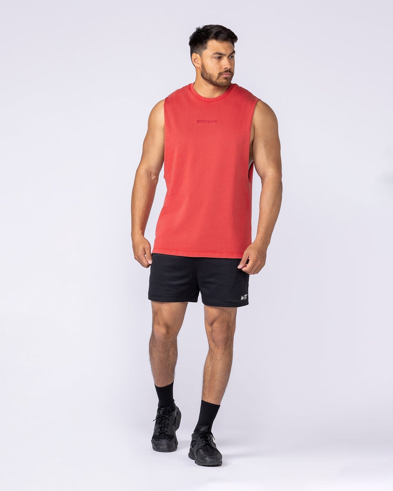 Vintage Training Drop Arm Tank Washed Red - Muscle Nation men's muscle tank, view 5