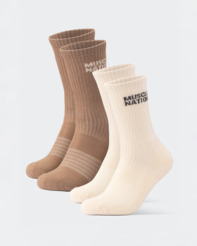 Mens Essential Crew Socks (2x Pack) - Taupe / Dew-Socks-Taupe / Dew-AC092311TAUPDEW-ONE-MNAPPRL26520-1-Muscle Nation
